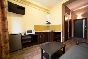 Kuchyň nebo kuchyňský kout v ubytování Aparthotel Na Mytniy