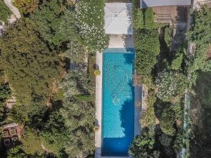 an overhead view of a swimming pool surrounded by trees at Villa Sunset in Gordes in Gordes