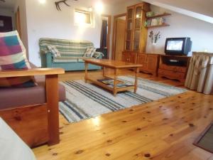 a living room with a table and a couch at Apartamento Bielva in Bielva