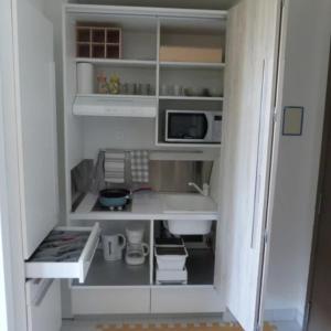 Η κουζίνα ή μικρή κουζίνα στο Studio vue mer piscine plage Kaz Punch Manganao chez Julie