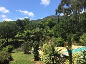 ラ・ガルド・フレネにあるVilla Fontane Provenceの山の景色を望む庭園