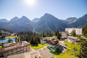 an aerial view of a town with mountains in the background at Viktoria B32 by Arosa Holiday in Arosa