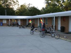 a group of bikes parked in front of a building at Windsor Crossroads Motel in Windsor