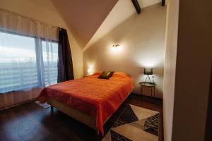 a bedroom with a bed and a large window at Pensiunea Casa Negrea in Alba Iulia +27 photos