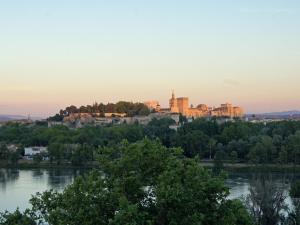 - une vue sur la ville de vienna de l'autre côté du fleuve dans l'établissement Maison Orsini, à Villeneuve-lès-Avignon