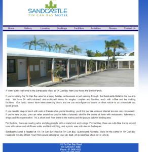 Capture d'écran de l'auberge de santasville sur mon site web nord dans l'établissement Sandcastle Motel Tin Can Bay, à Tin Can Bay