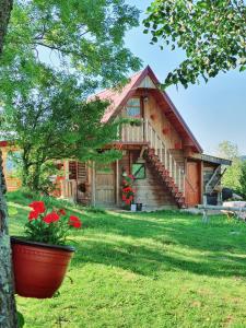 Garður fyrir utan Log cabin Uvac (Vikendica Saponjic)