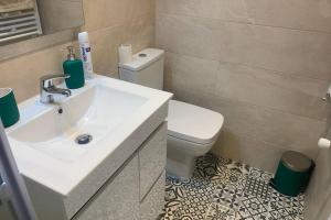 a bathroom with a sink and a toilet at VUT La Casa del Recreo in Ávila