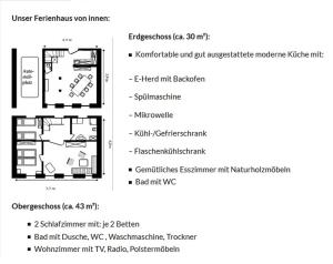 eine Seite eines Dokuments mit Beschreibungen eines Grundrisses in der Unterkunft Altes Winzerhaus - Ferienhaus in Burgen