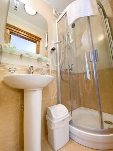 Koupelna v ubytování Петрос Family Hotel