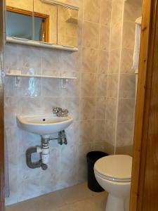 a bathroom with a sink and a toilet at Seven Dials Hotel Annexe in London