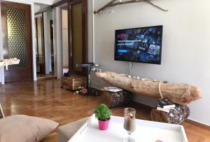 A television and/or entertainment centre at Luxury Beach Apartment in Athens Riviera