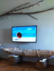 A television and/or entertainment centre at Luxury Beach Apartment in Athens Riviera