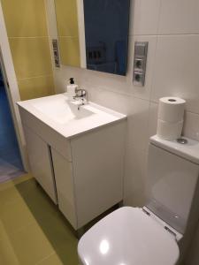 a bathroom with a white sink and a toilet at EL RINCON DE LUZ 2 in Padrón
