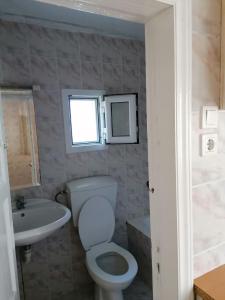 a bathroom with a toilet and a sink at Faneromeni Two bed Apartment B (1st Floor) in Zakynthos Town