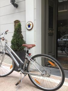 a bike parked in front of a house at Marpessa Hotel & Spa in Agrinion