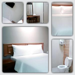 a collage of four pictures of a hotel room at Senrose Hotel Kuantan in Kuantan