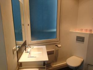 baño con lavabo y aseo y ventana en Studio Hypercentre proche gares et métro en Lille