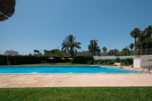 duży basen z trawą i palmami w obiekcie 079 BBQ and Pool - AC WIFI w mieście Torrevieja