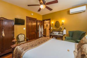 1 dormitorio con 1 cama y ventilador de techo en Carriage Way Inn Bed & Breakfast Adults Only - 21 years old and up en Saint Augustine