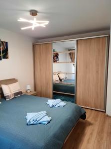 Un pat sau paturi într-o cameră la Sorin`s Comfortable Apartment