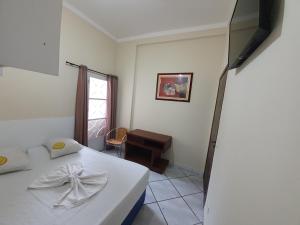 een slaapkamer met een bed en een bureau. bij Hotel Goll in Limeira