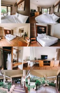 un collage de photos d'une chambre d'hôtel dans l'établissement Chaithalay Khanom Resort, à Ban Phang Phrao