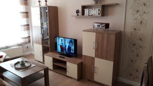 タンガーミュンデにあるFerienhaus Hof Albrechtのリビングルーム(テレビ付)