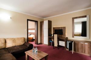 Televízia a/alebo spoločenská miestnosť v ubytovaní Hotel Menhard