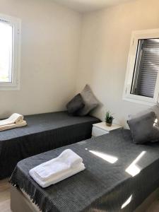 Zimmer mit 2 Betten und einem Fenster in der Unterkunft Apartamento Amarante - Vista São Gonçalo in Amarante