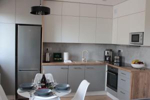 Kuchyňa alebo kuchynka v ubytovaní Apartament Wspólna19 (Centrum, garaż podziemny, klimatyzacja )