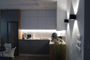 Kuchyňa alebo kuchynka v ubytovaní Apartament Wspólna19 (Centrum, garaż podziemny, klimatyzacja )
