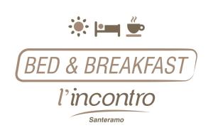 ein Set Logos für ein Bed & Breakfast und eine Tasse Kaffee in der Unterkunft L'Incontro Suite B&B in Santeramo in Colle