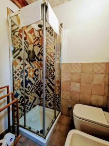 a bathroom with a shower and a toilet at il Magàn - Cinque Terre in Corniglia