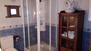 a bathroom with a shower and a toilet at CASONA de los Peregrinos I in Cepeda