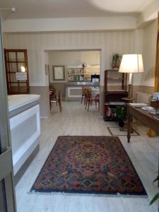 - un salon avec un tapis à l'étage dans l'établissement Hotel Stipino, à Lucques