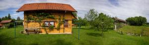 a small wooden cabin in a field of grass at Bee House Maya in Rob