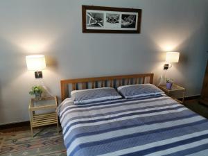 a bedroom with a bed with two night stands and two lamps at In centro da Laura, Via Repubblica 49 BI in Biella