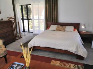 1 dormitorio con 1 cama grande en una habitación en Maison d'Hôtes Mandrosoa, en Antananarivo