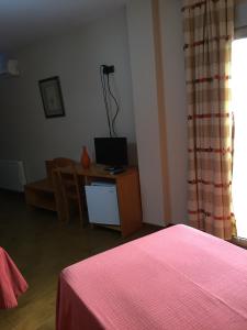 Televízia a/alebo spoločenská miestnosť v ubytovaní Hostal Ana