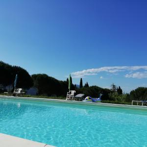 a large swimming pool with blue water at Fattoria di Cintoia in Pontassieve
