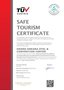 Un certificat, premiu, logo sau alt document afișat la Grand Ankara Hotel Convention Center