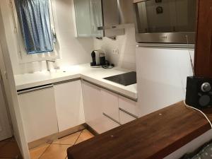 a small kitchen with white cabinets and a sink at Tourmalet Home in Luz-Saint-Sauveur