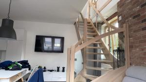 Televízia a/alebo spoločenská miestnosť v ubytovaní Szklarska Poręba Apartament Podgórze