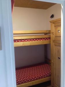 a room with two bunk beds in a room at 2 Alpes-locations Studio 4 personnes in Les Deux Alpes