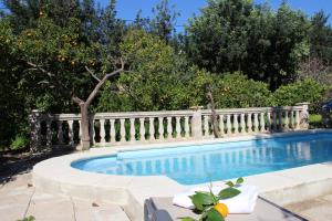 a swimming pool with a fence around it at Villa Ideal in Sóller