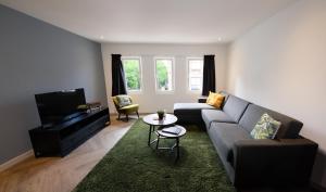 een woonkamer met een bank en een tv bij Spacious 65m2 Apartment in the Centre of Eindhoven in Eindhoven