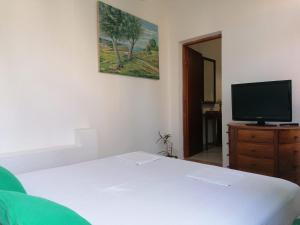 a bedroom with a bed and a flat screen tv at Apartment Božava - Nena in Božava