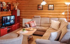 a living room with a couch and a tv at Amazing Home In Harzgerode-dankerode With Wifi in Dankerode