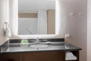 a bathroom with a sink and a mirror at Holiday Inn La Mirada Buena Park by IHG in La Mirada